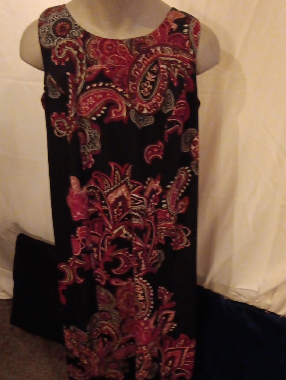 Black Maxi Dress with Red Paisley Print